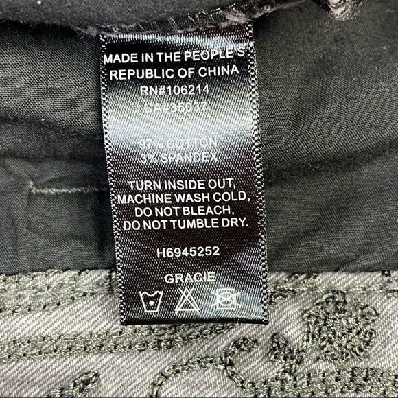 Joes Jeans Gracie Paisley Embroidered Black Collection Jeans Gray Black Size 27 - Picture 9 of 12